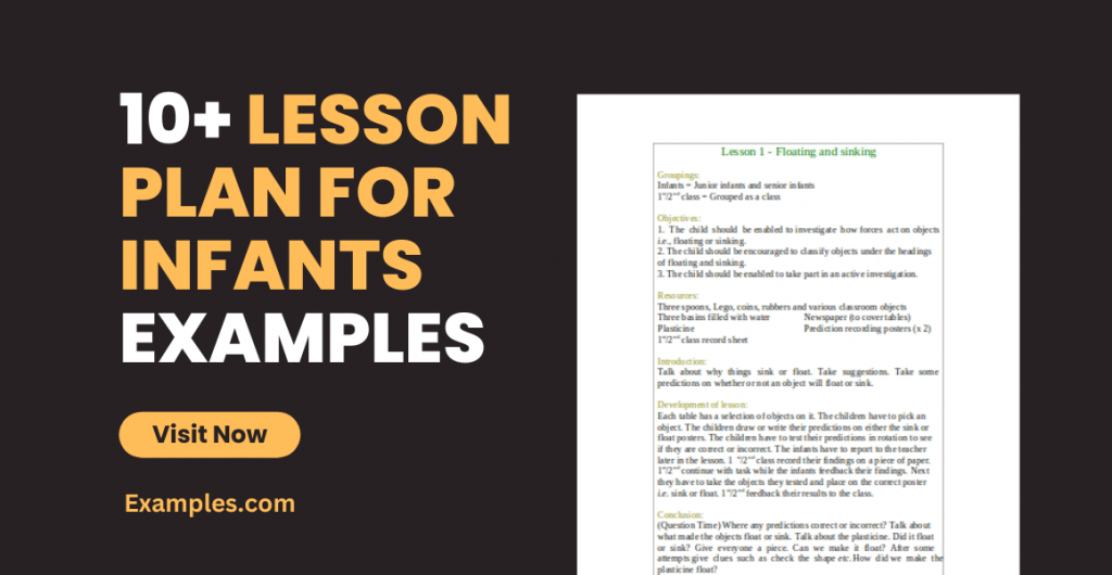 Lesson Plan for Infants Examples