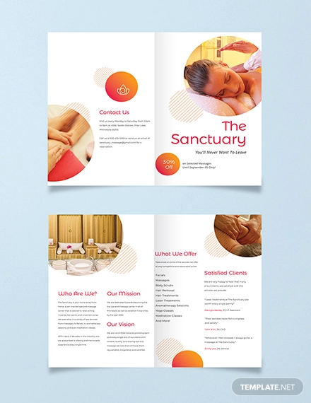 massage therapy bi fold brochure template