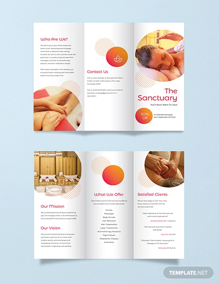 massage therapy tri fold brochure template