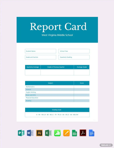 middle school report card template