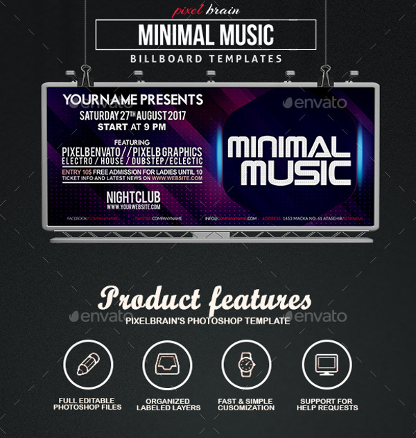 Minimal Music Billboard Template Example