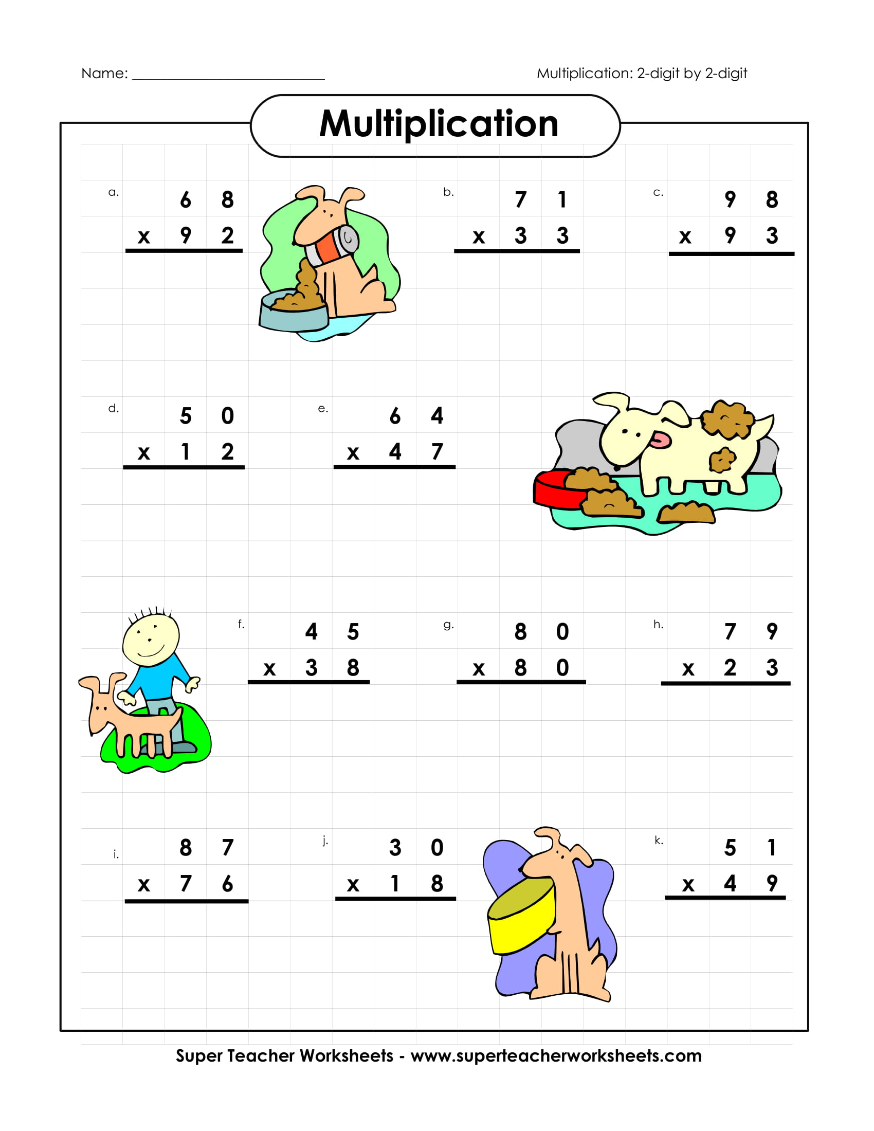 Multiplication Sample Worksheet