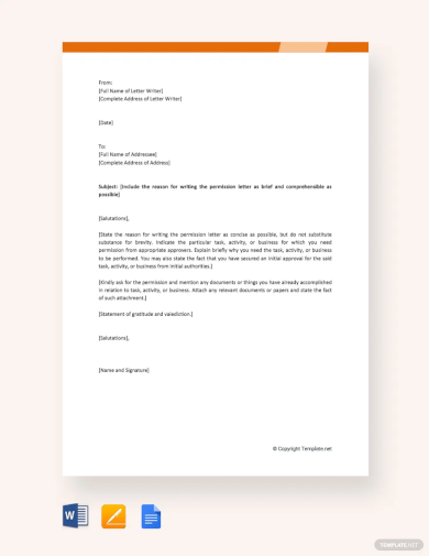 Permission Letter Format Template