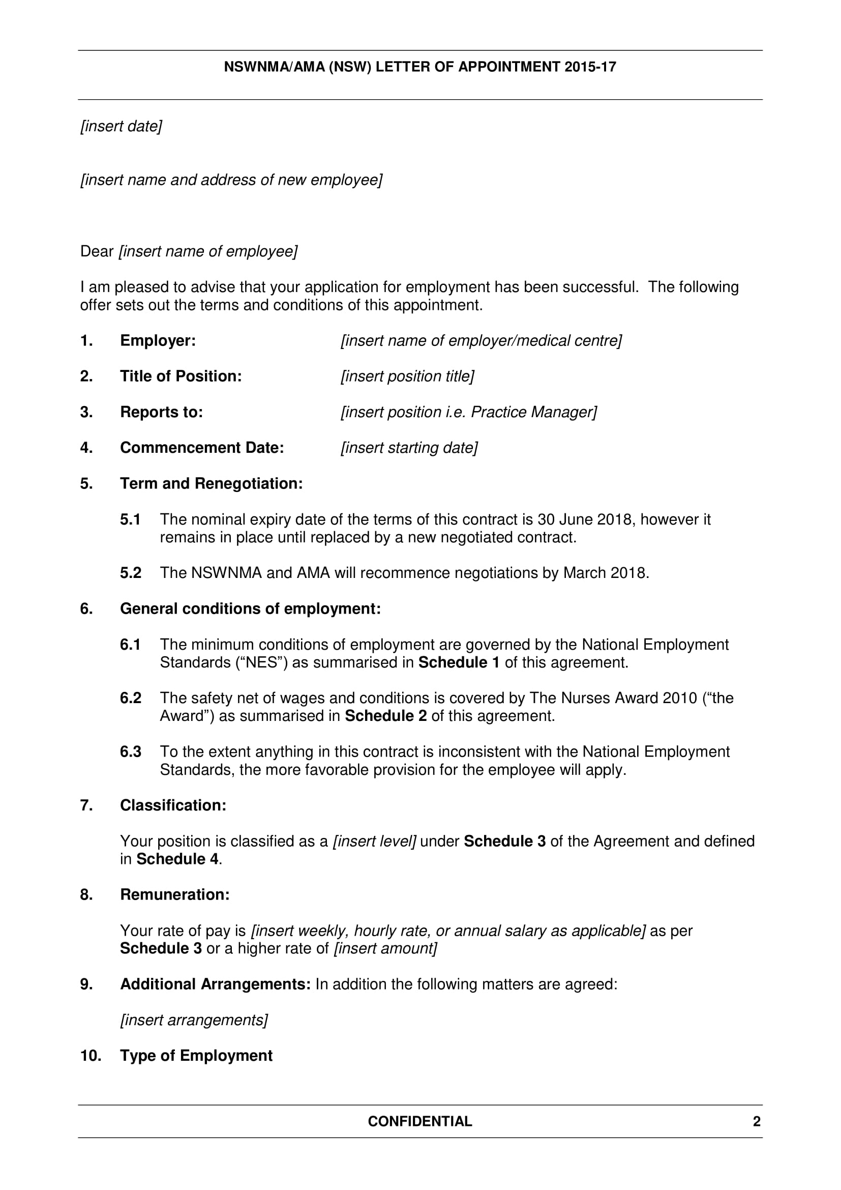 Practice Nurse Appointment Letter Example