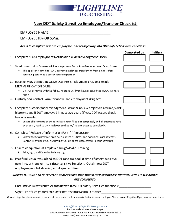 Pre-Employment Process Checklist Example
