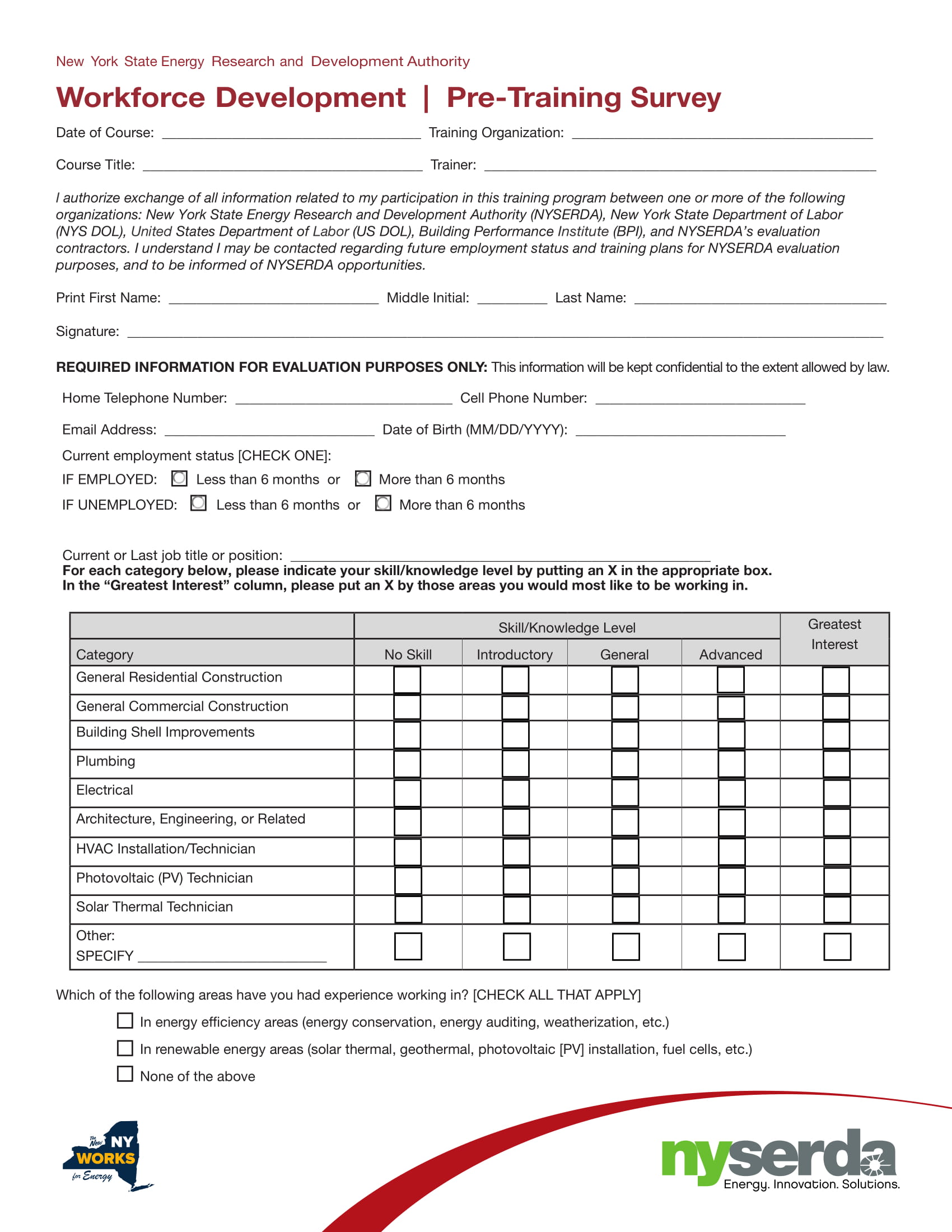 Pre Training Survey 1