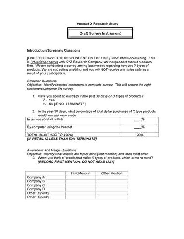 sample of survey questionnaire for research paper pdf