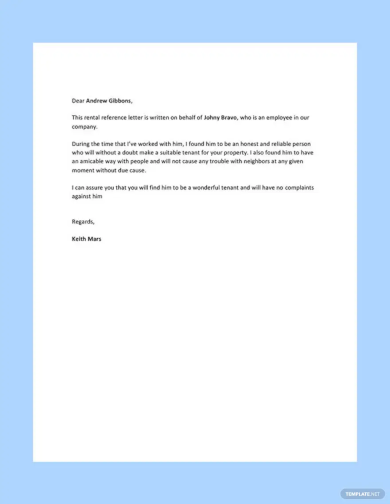 reference letter for landlord from employer template