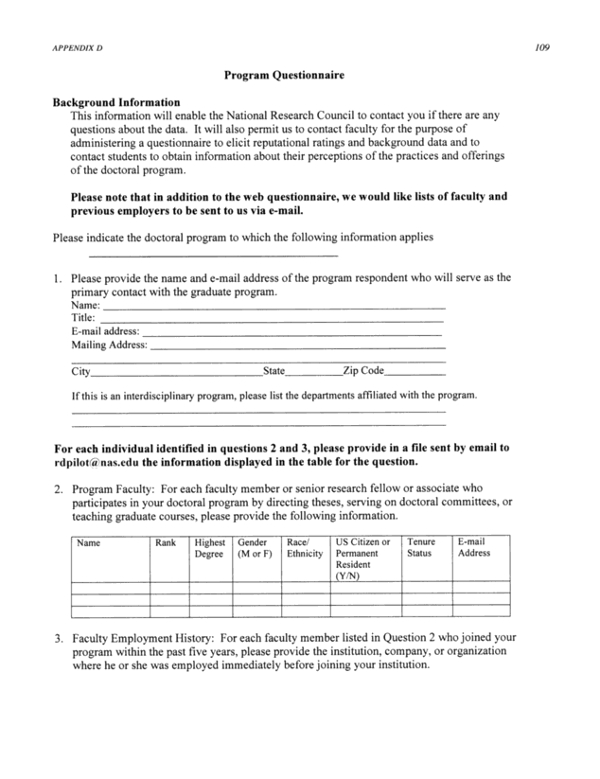 research questionnaire example