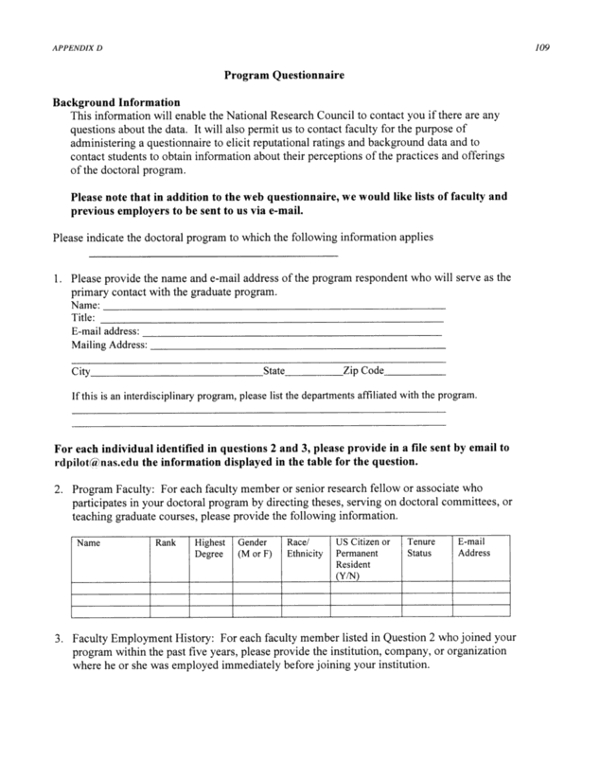 Research Questionnaire Example