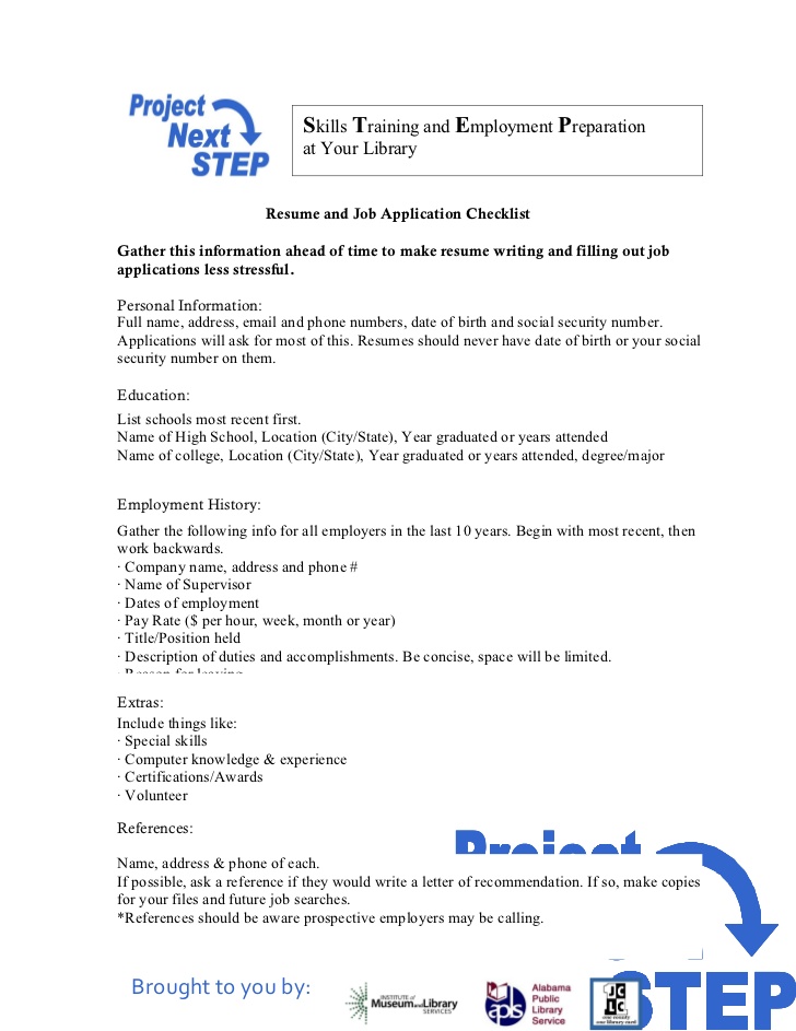 resume and job application checklist