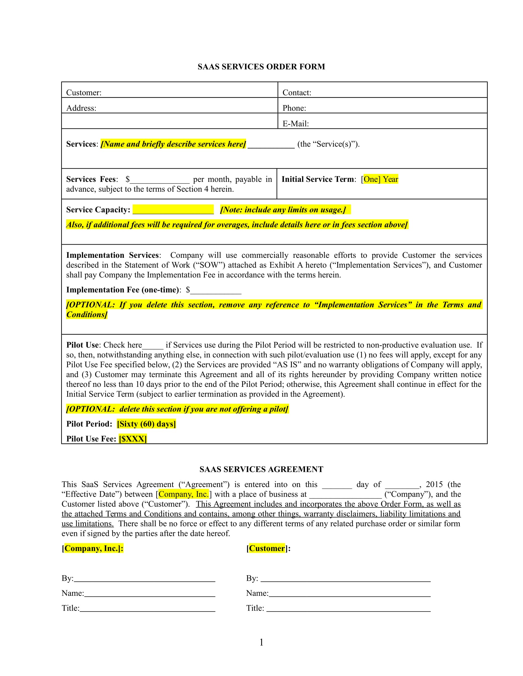 sales template agreement sample