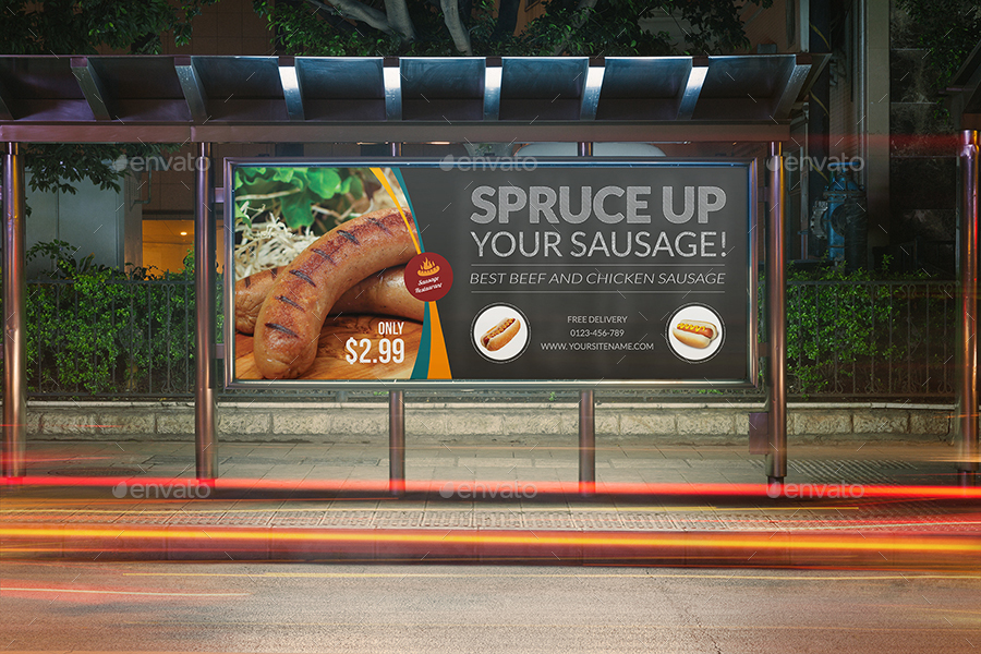 sausage restaurant billboard template
