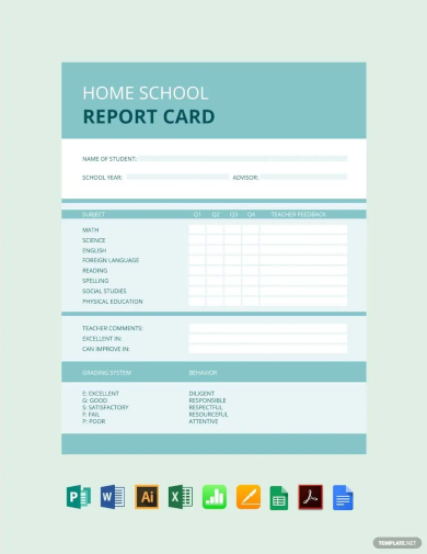 simple home school report card template