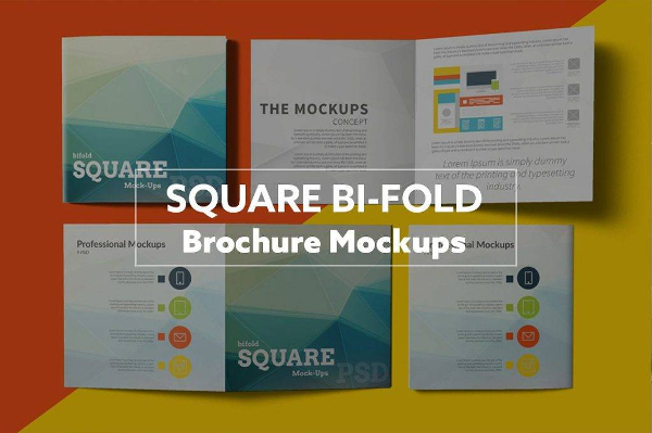 square bifold brochure mockups