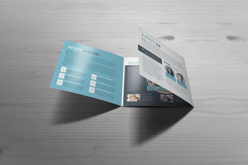 square tri fold business brochure