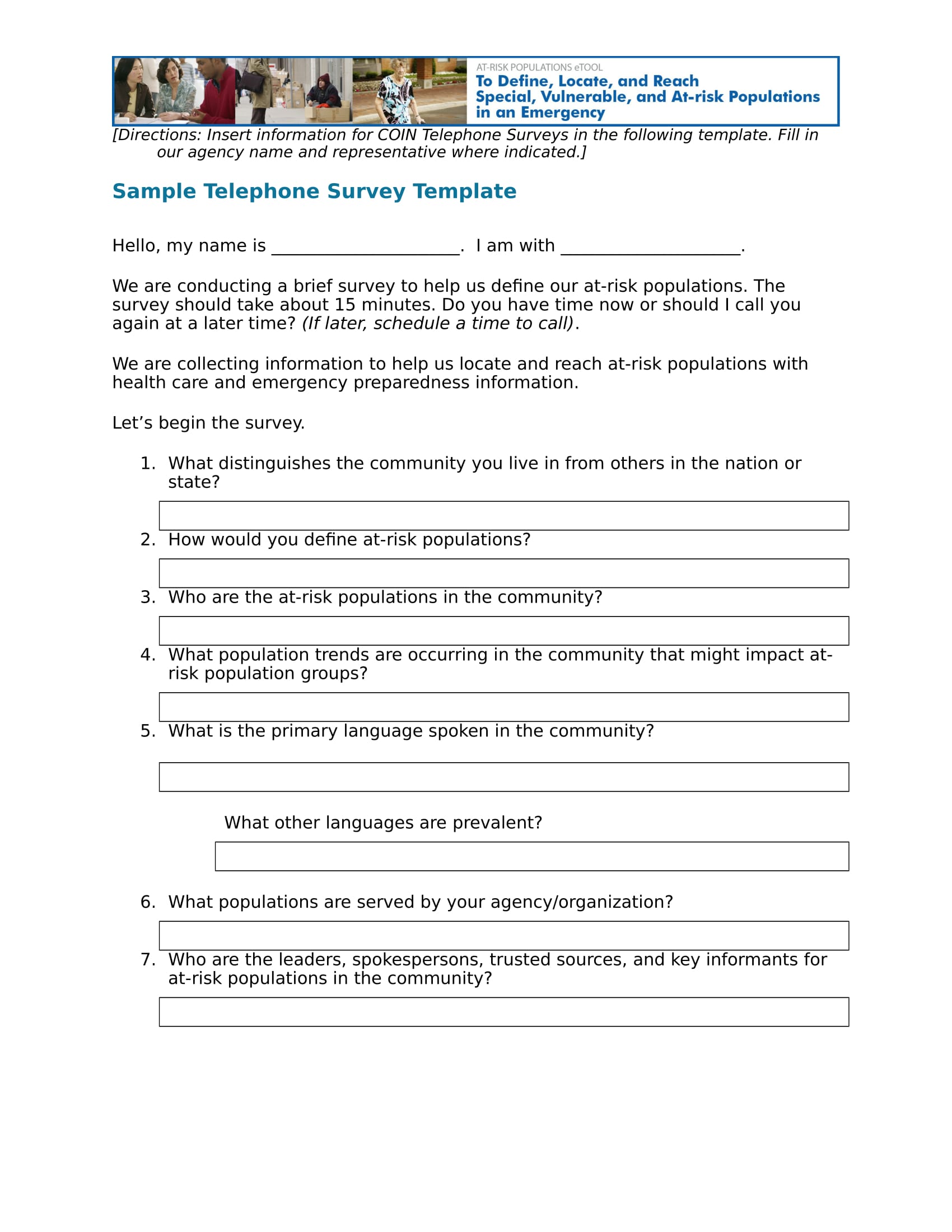 Telephone Survey Template Example