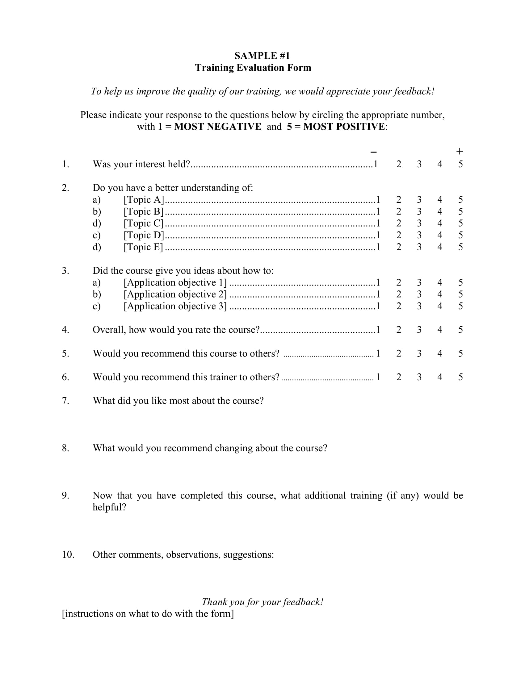 training evaluation forms 2