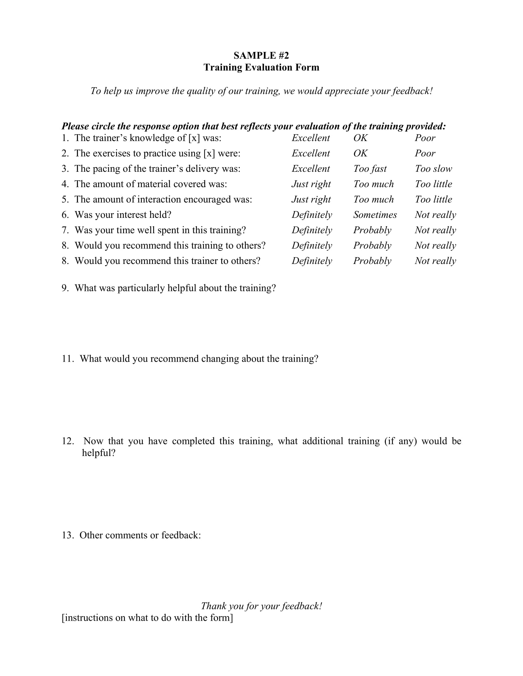 training evaluation forms 3