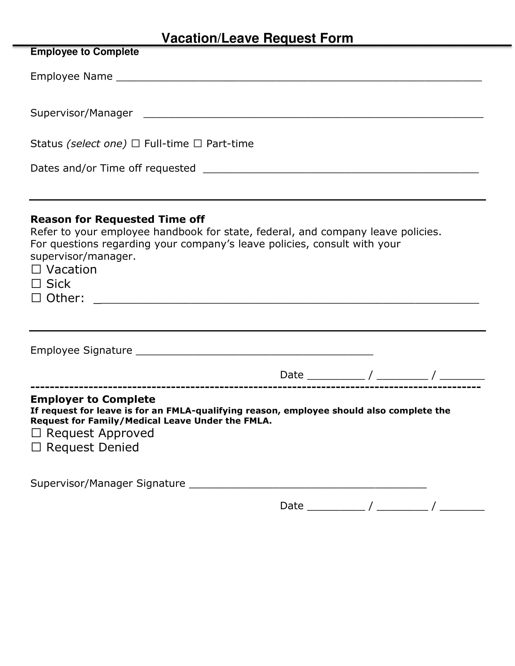 Vacation Request Form 9 Examples Format Sample Examples