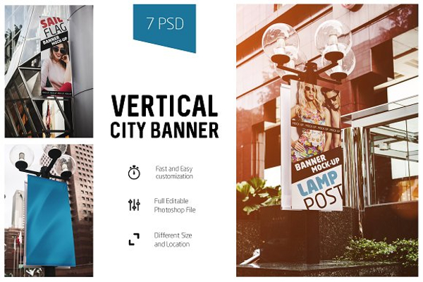 vertical city banner mock up