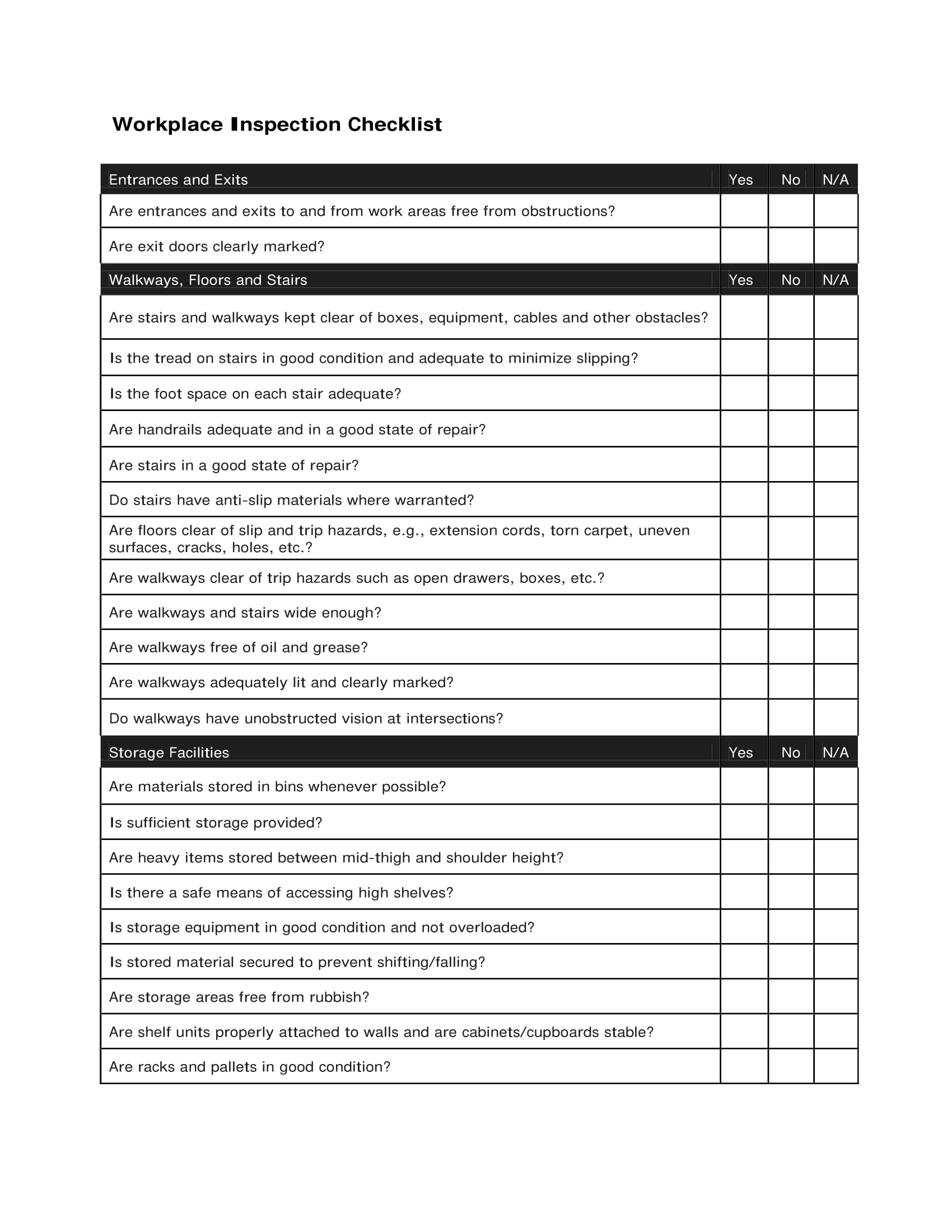 Workplace Inspection Checklist 10+ Examples, Format, Pdf