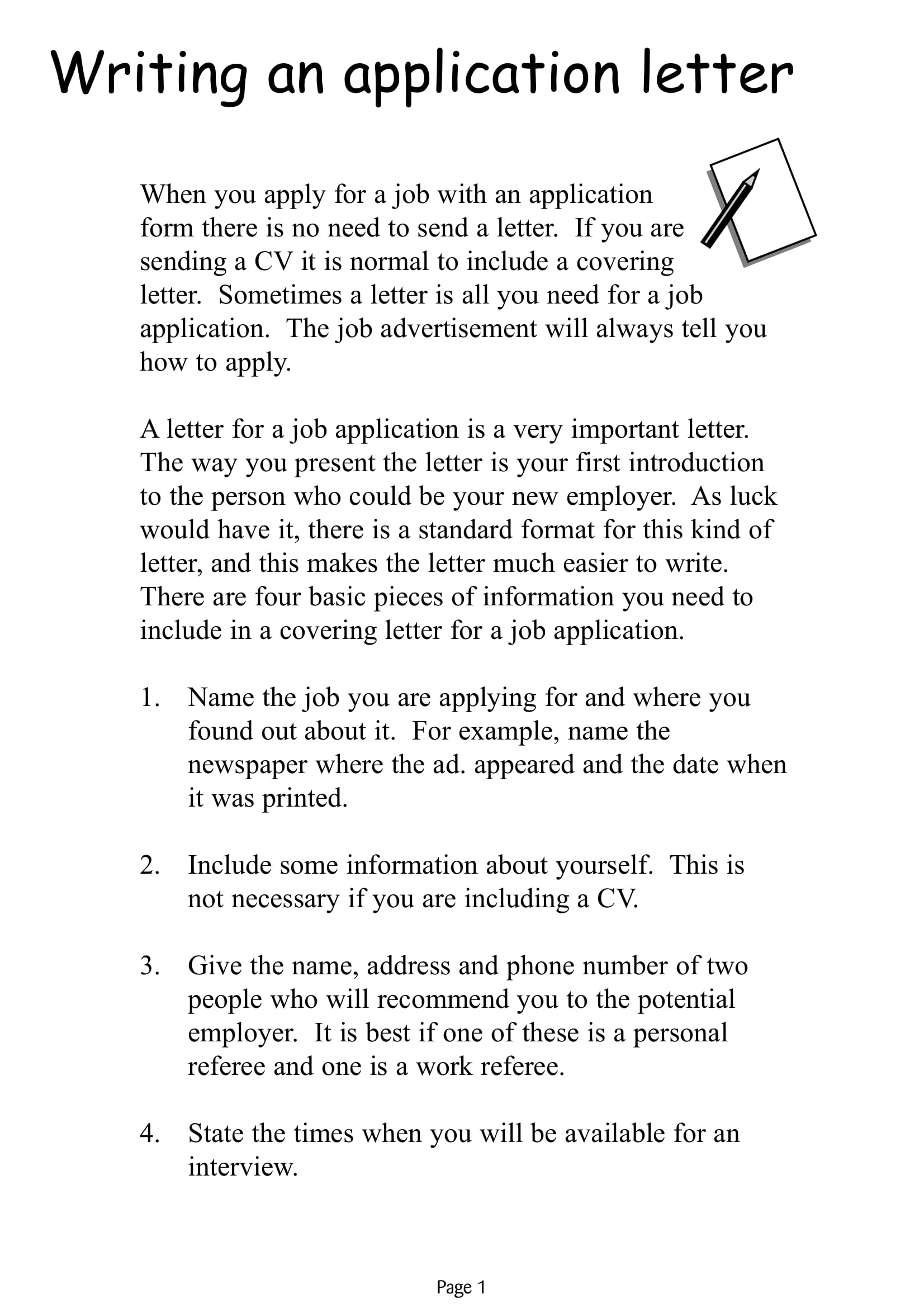 how to write an application letters