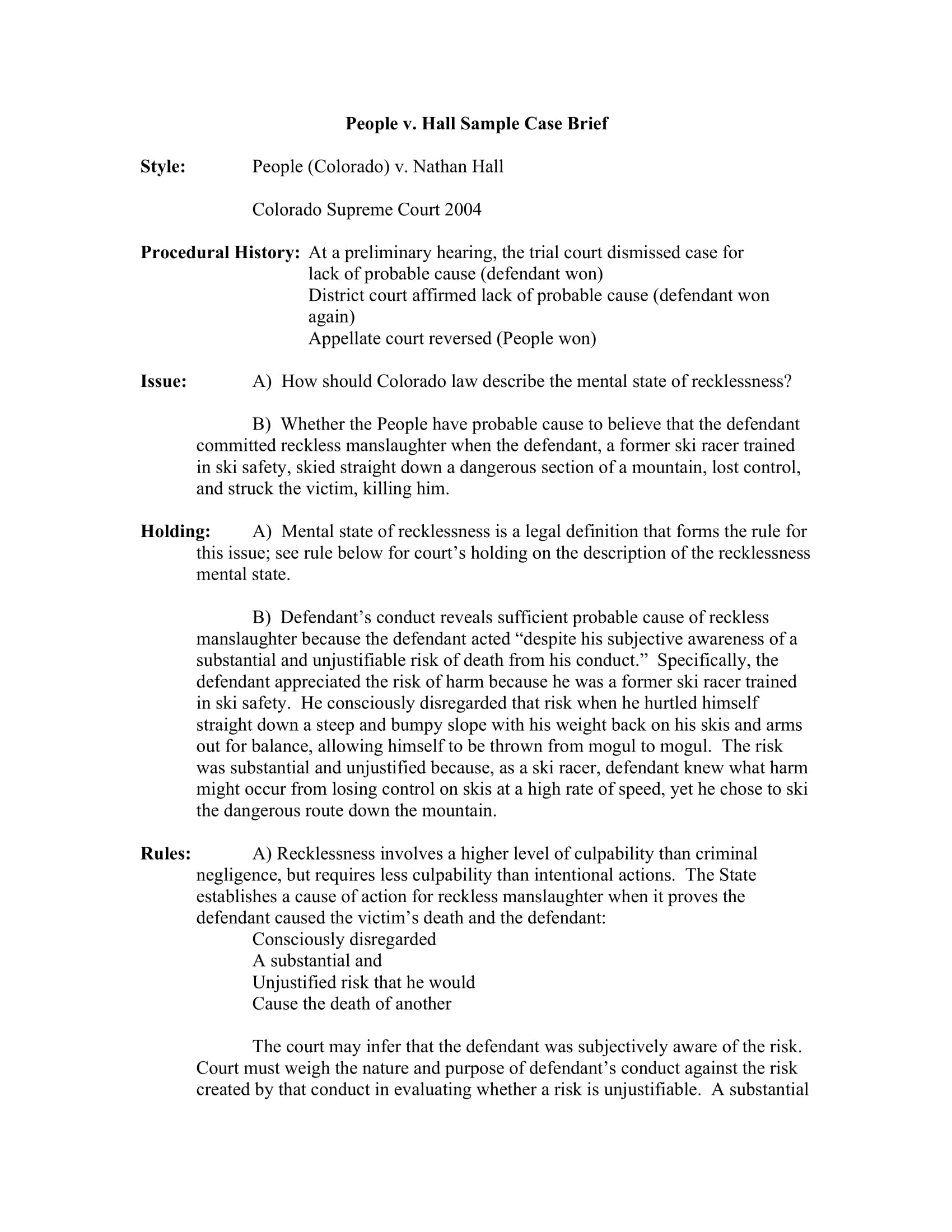 people v hall sample case brief pdf 1