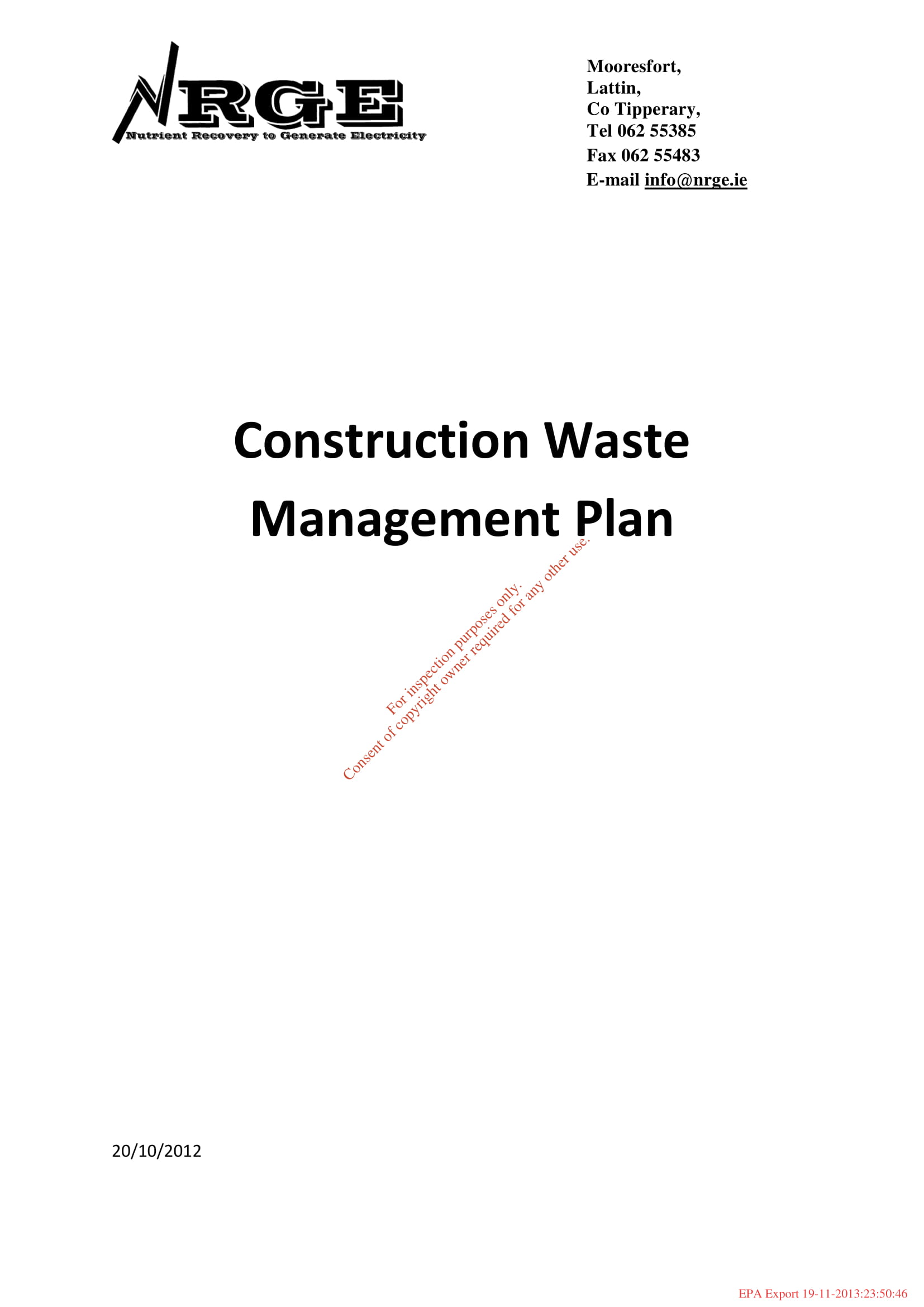 financial plan for a waste management company