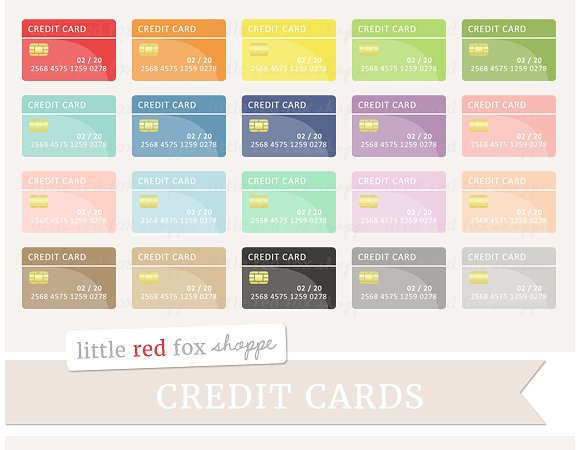 20 Colored Debit Card Set Example