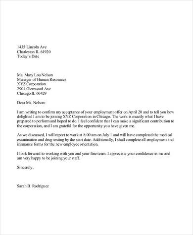 Accepting Job Letter