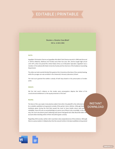 Adhd Friendly Case Brief Template