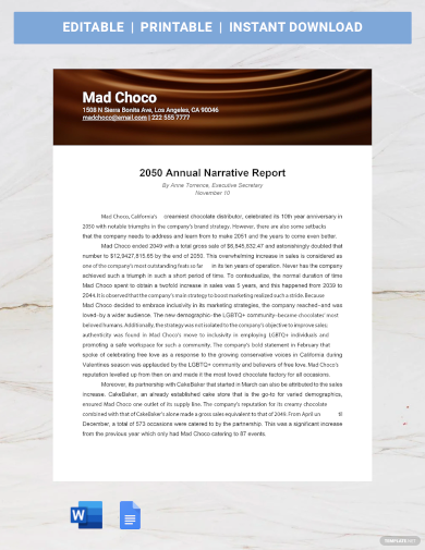 annual narrative report template