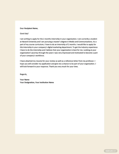 application letter template for student