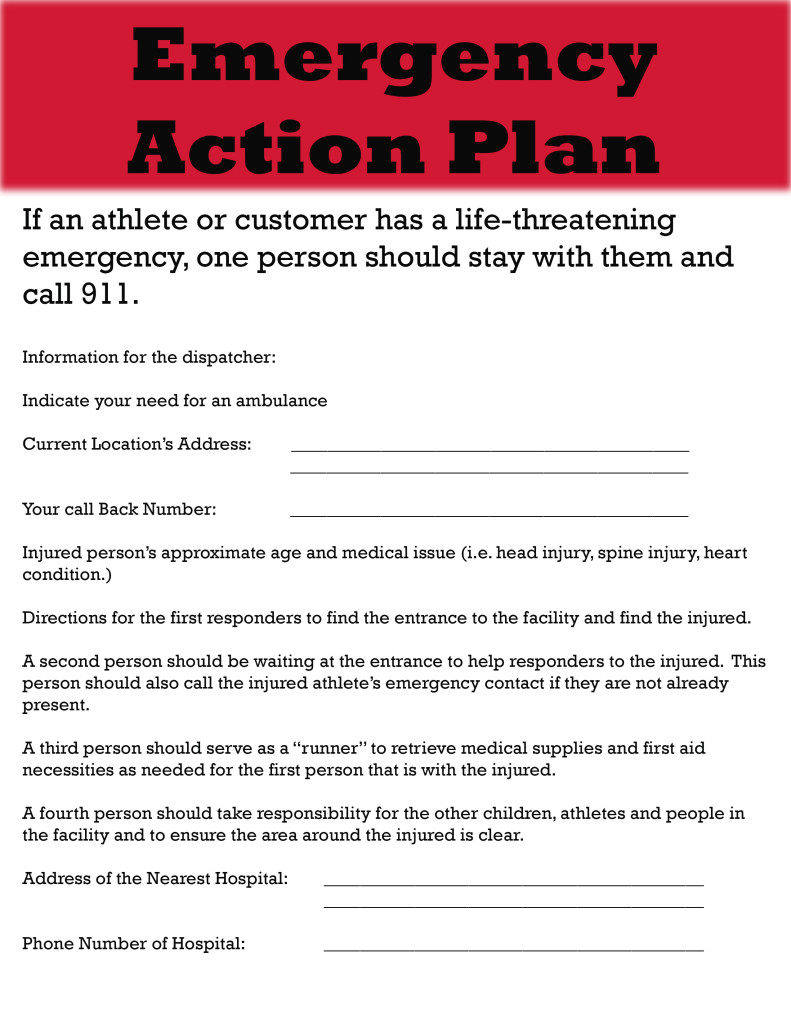 Emergency Action Plan Example Athletic Training