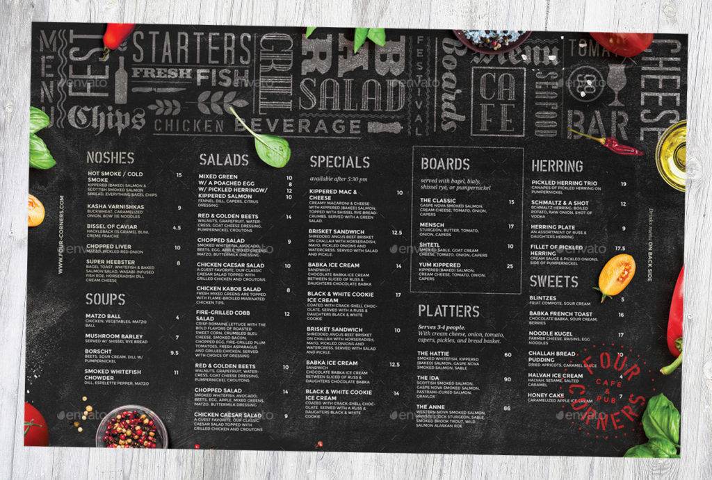 awesome restaurant party menu example