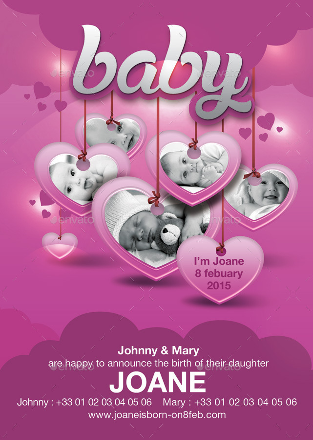 baby birth announcement flyer example