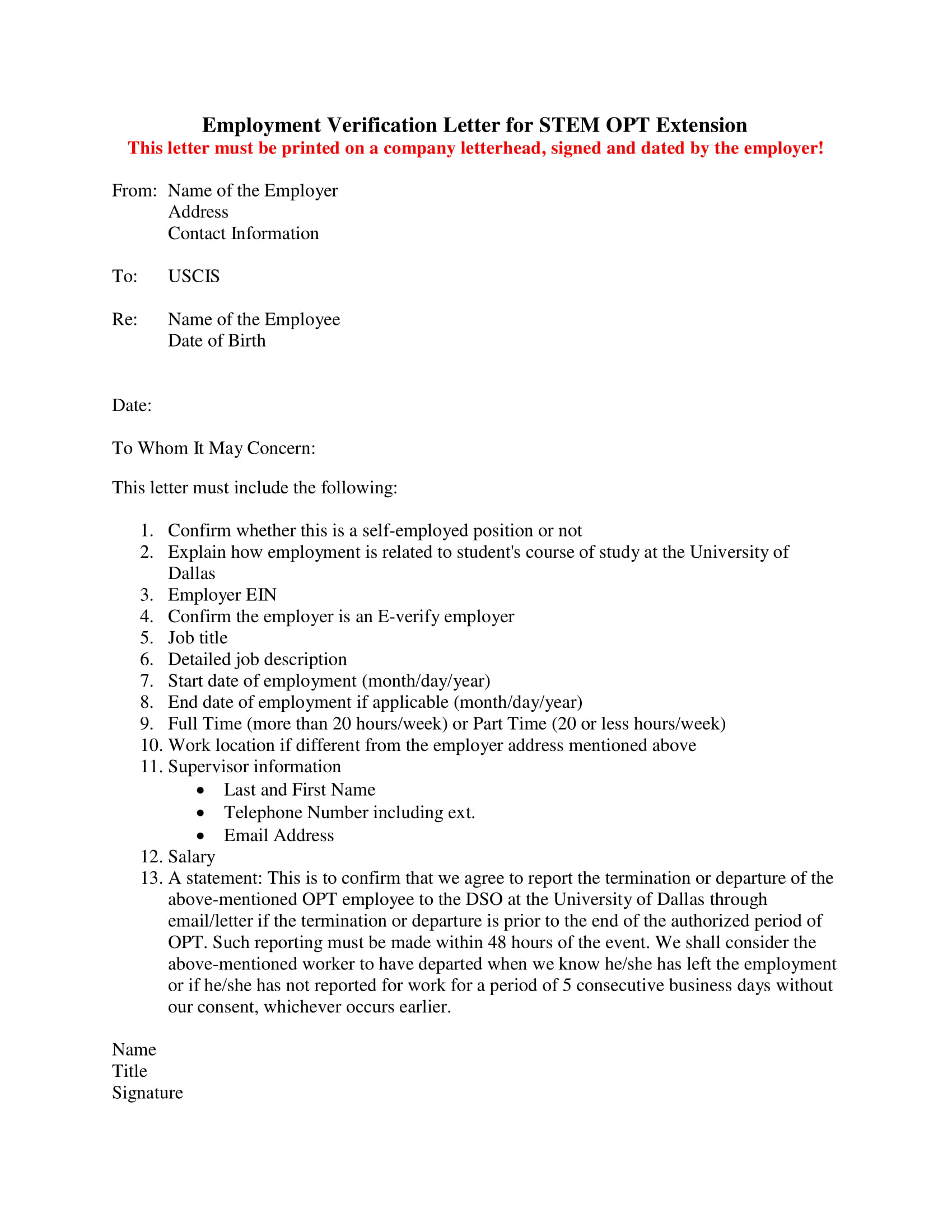 sample employment verification letter