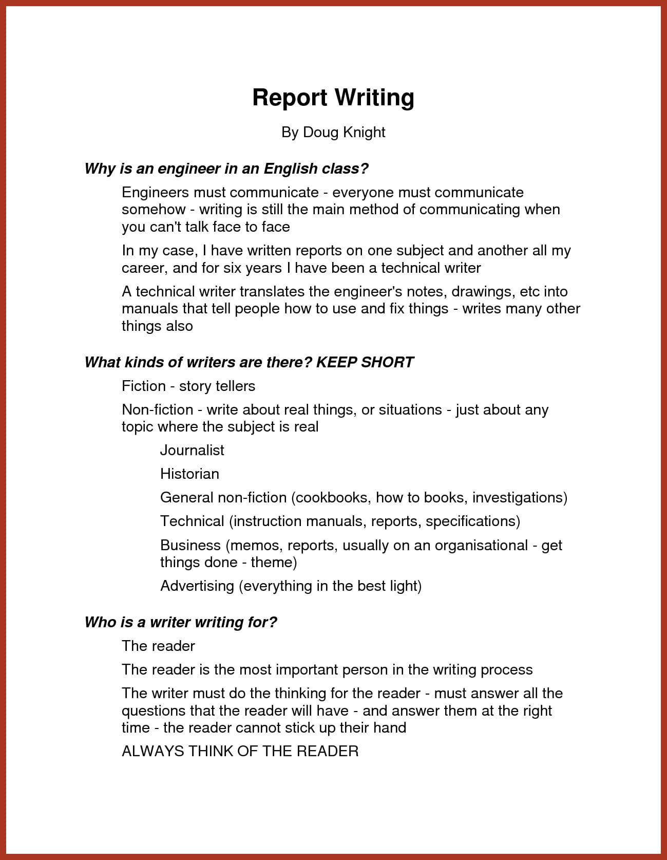 essay report structure