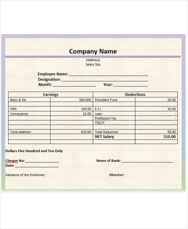 Salary Slip Template