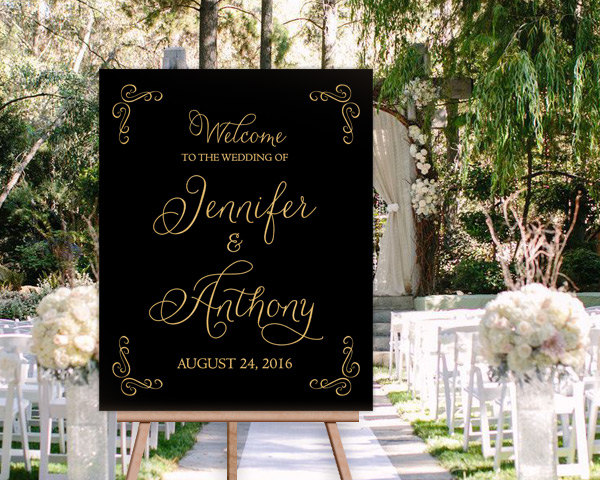 Black Gold Wedding Signage Example