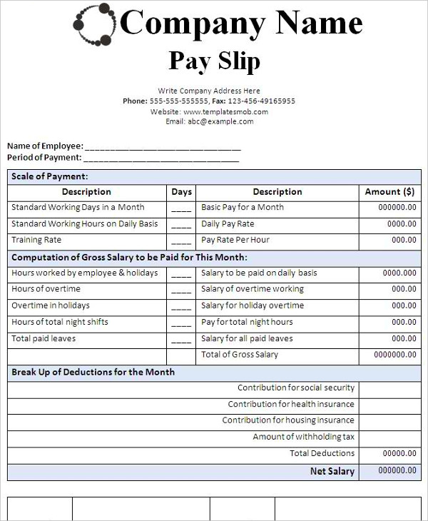10+ Salary Slip Examples - PDF, Word | Examples