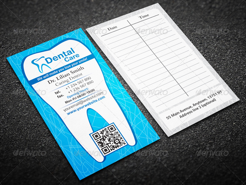 blue dental business card example