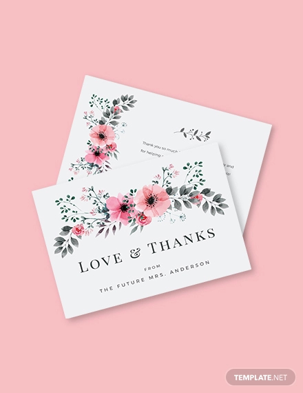 bridal shower thank you card template