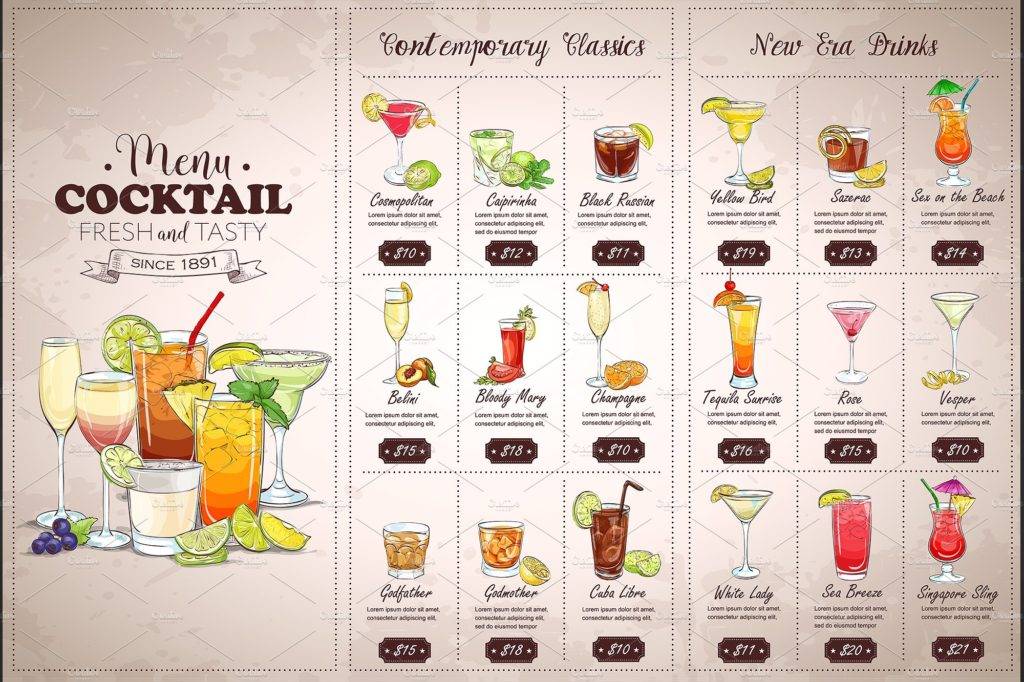 Cocktail Menu Cocktail Menu Menu Design Menu Design Template ...