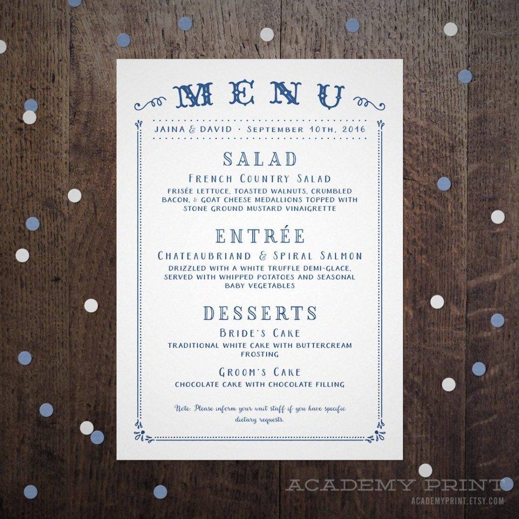 Buffet Menu 12 Examples