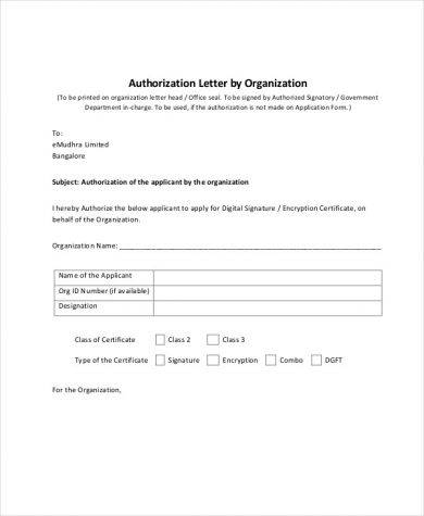 business authorization example