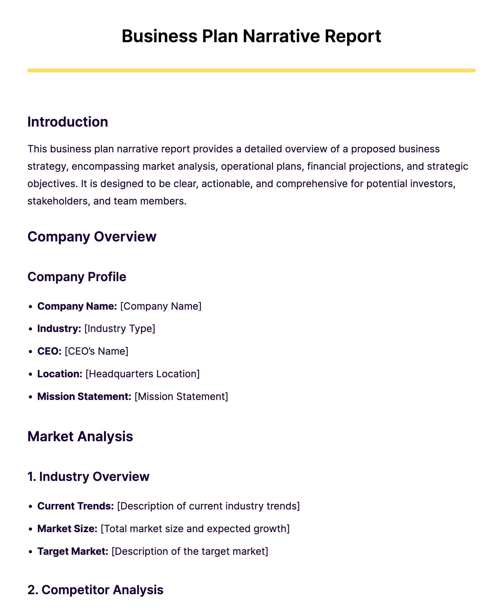 Business Plan Narrative Report Example
