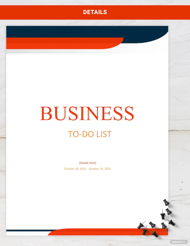 Business To Do List Template