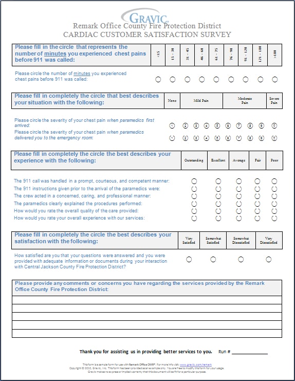 Cardiac Customer Satisfaction Questionnaire Example